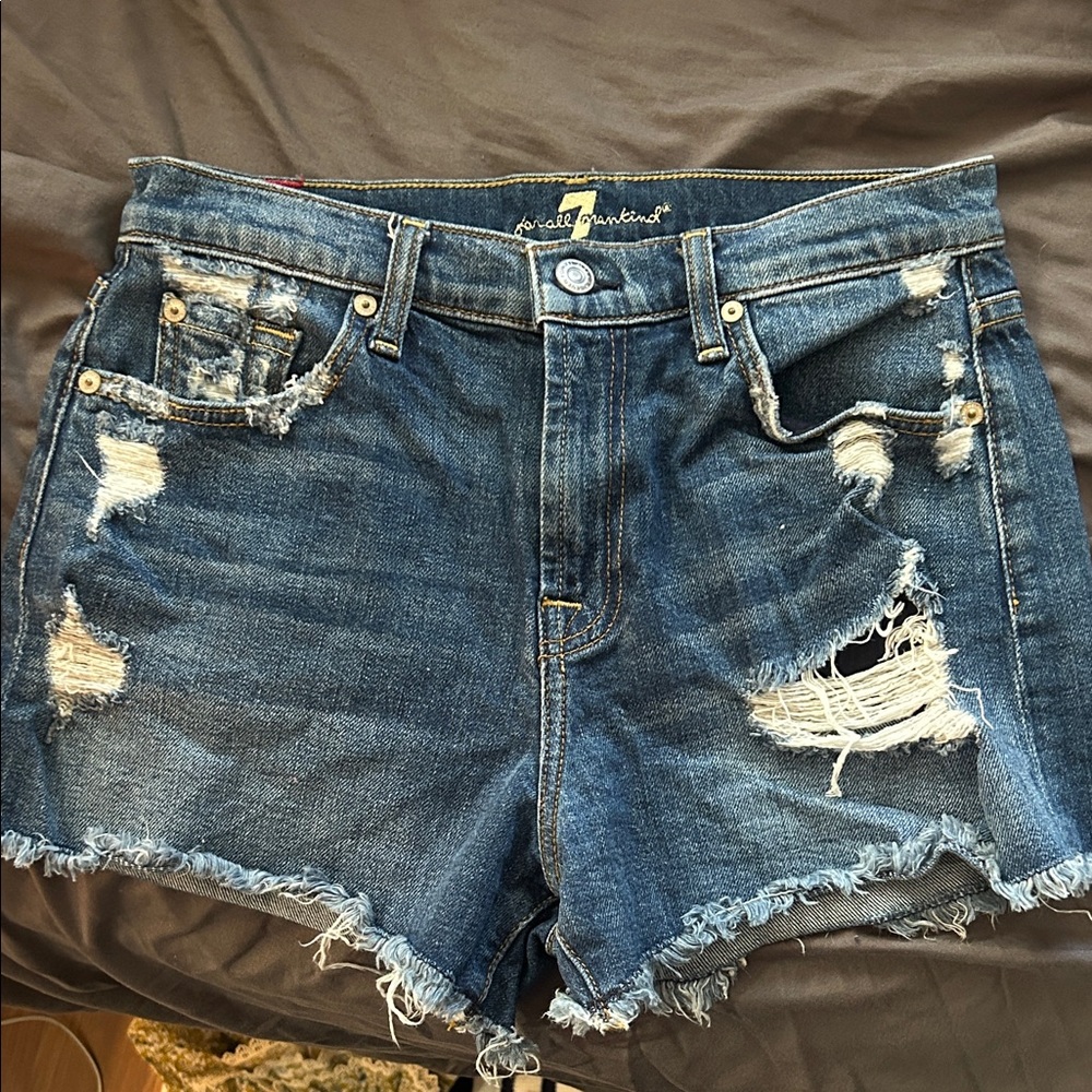 7 For All ManKind Dark Denim Jean Shorts Size 26